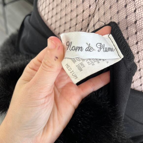 Vintage Y2K goth vampa pennylane Nom de Plume Black Maxi Dress with Faux Fur - Picture 7 of 8